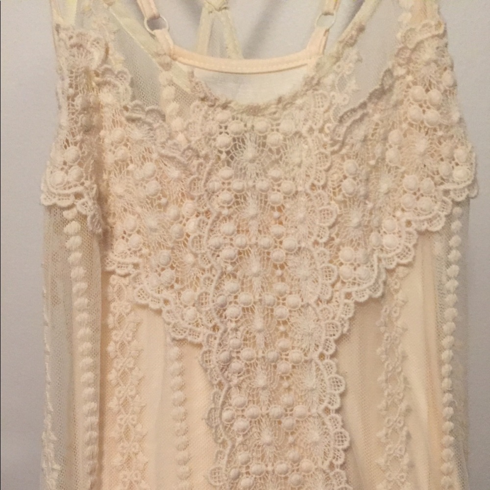 Cream sheer lace maxi dress - Picture 5 of 5